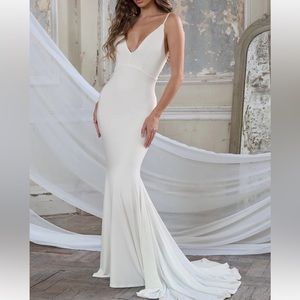 Mermaid wedding/ elopement/ prom dress with open back